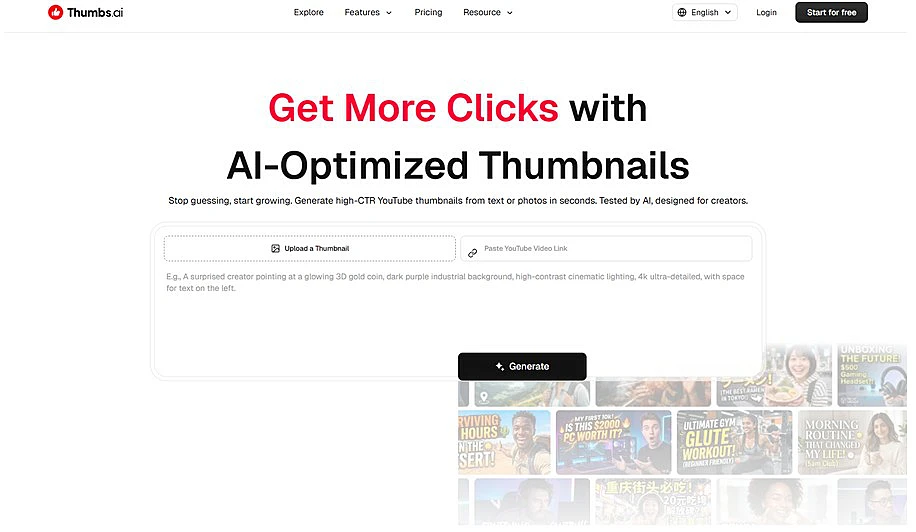 AI Thumbnail Tools in 2026 Thumbs Ai screenshoot