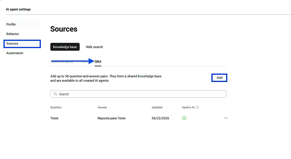 image that show how to set up question-answer feature